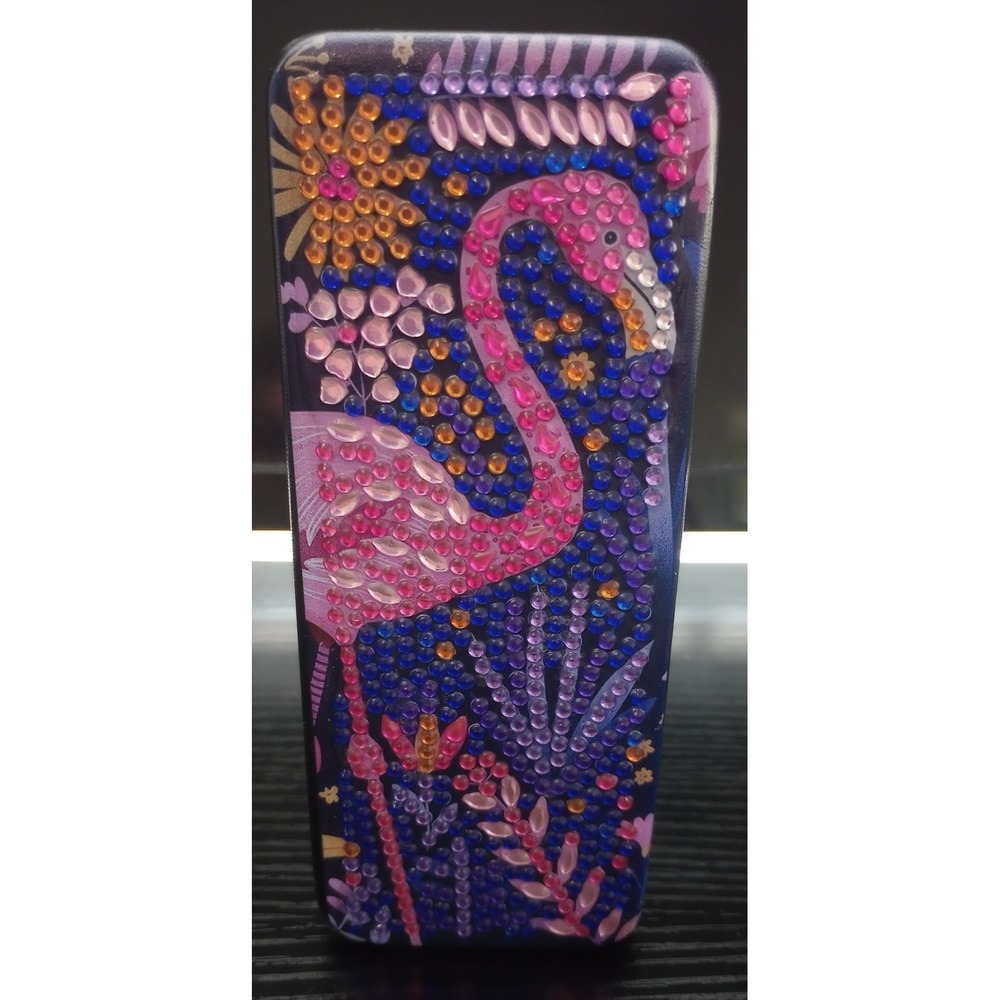 Completed Diamond Art Eyeglass Case -‎ Flamingo And Flowers